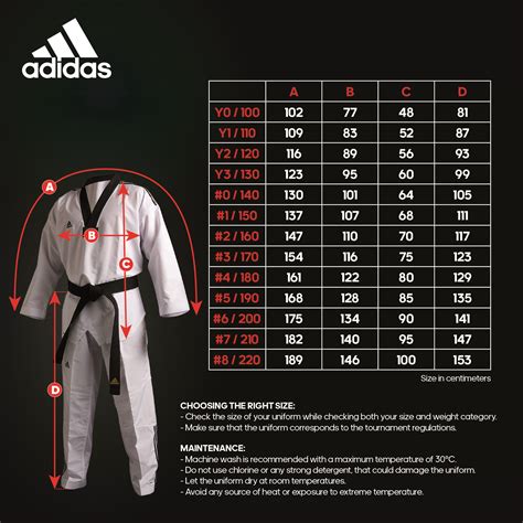 adidas kimono size chart.